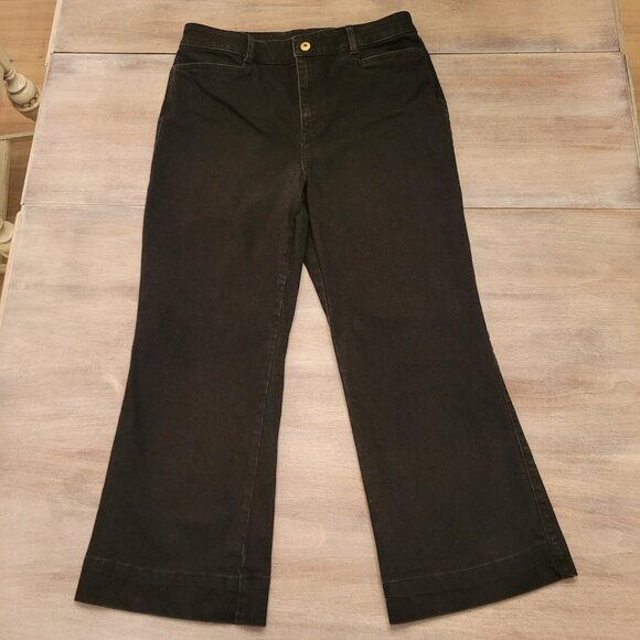 Talbots Women’s Size 14 Black Bootcut Flare Jeans High Rise Stretch Dark Wash - Picture 1 of 9